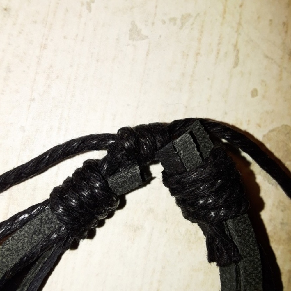Brown or Black Unisex Layered Leather Tie Bracelet - Picture 8 of 8